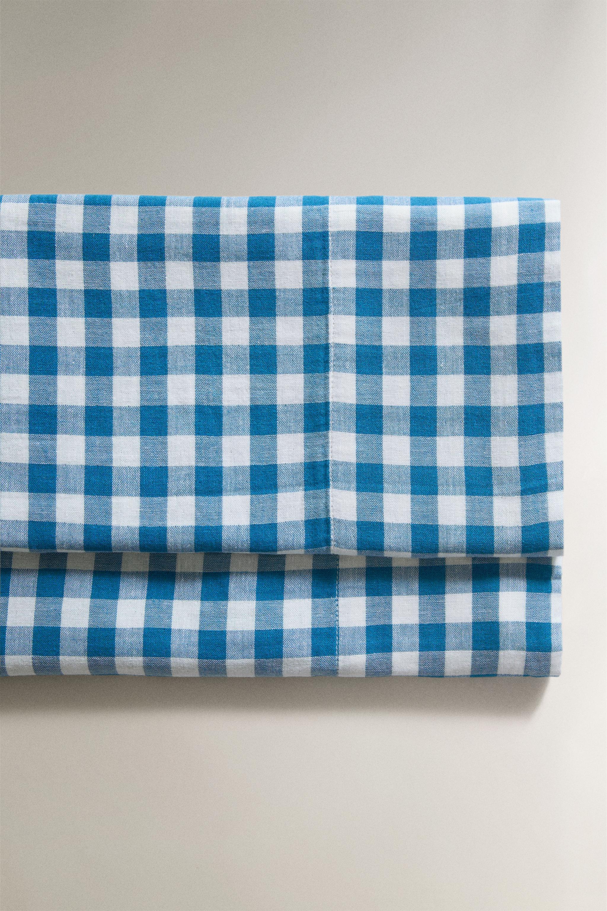 ENSEMBLE TAIE D’OREILLER ET DRAP DE DESSUS LIT BÉBÉ À CARREAUX